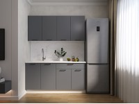 Кухня "Валерия" МДФ Графит Софт 1.6м. в Луганске Кухня "Валерия" МДФ Графит Софт 1.6м. в Луганске
